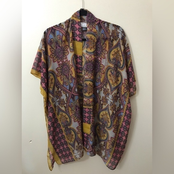 David And Young Womens Semi Sheer Paisley Print Flowy Lightweight Kimono Size OS - Picture 2 of 15